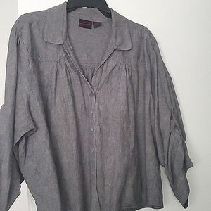 Grey Denim button front shirt with tie detail at h